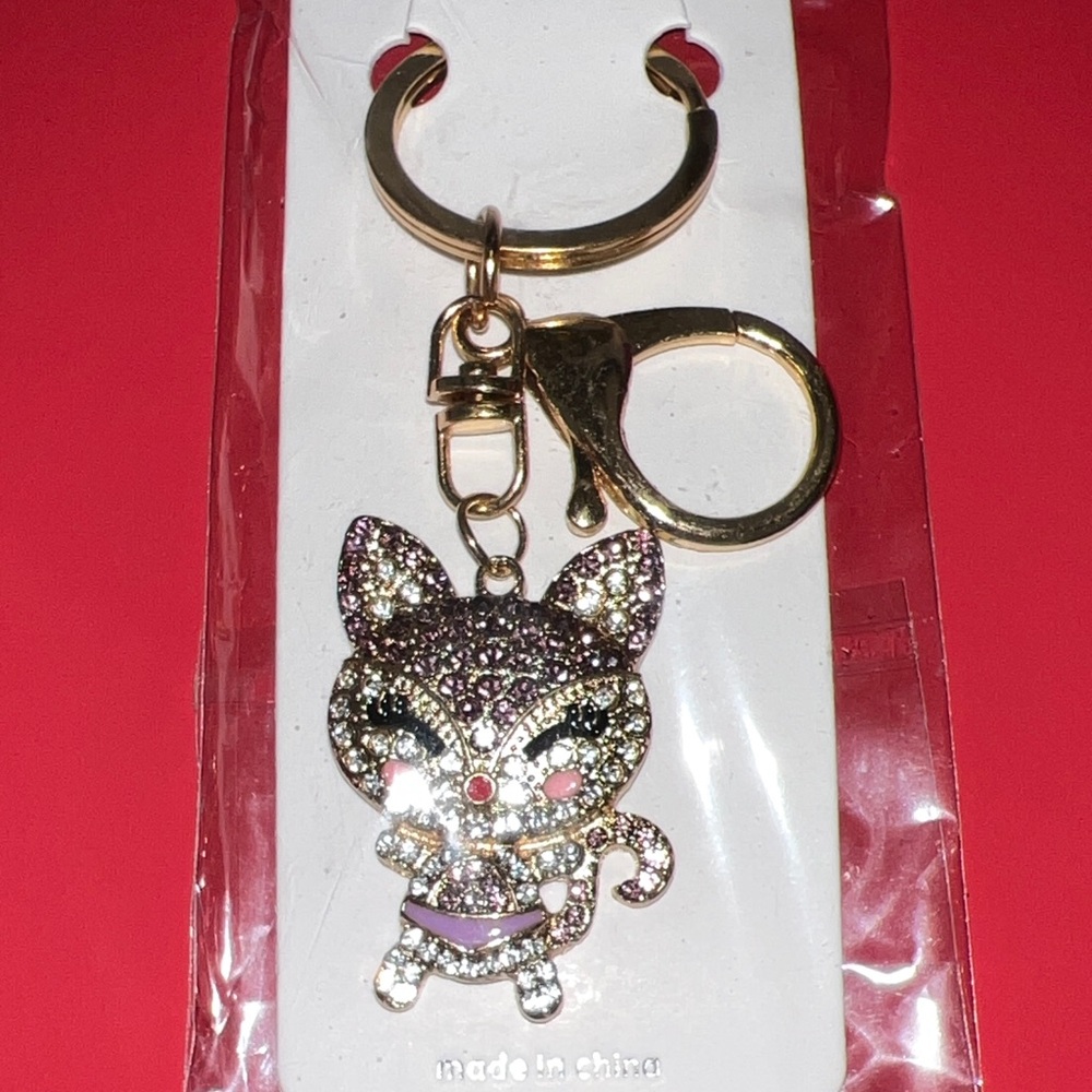 Mint Gold and Purple Cat Key Holder